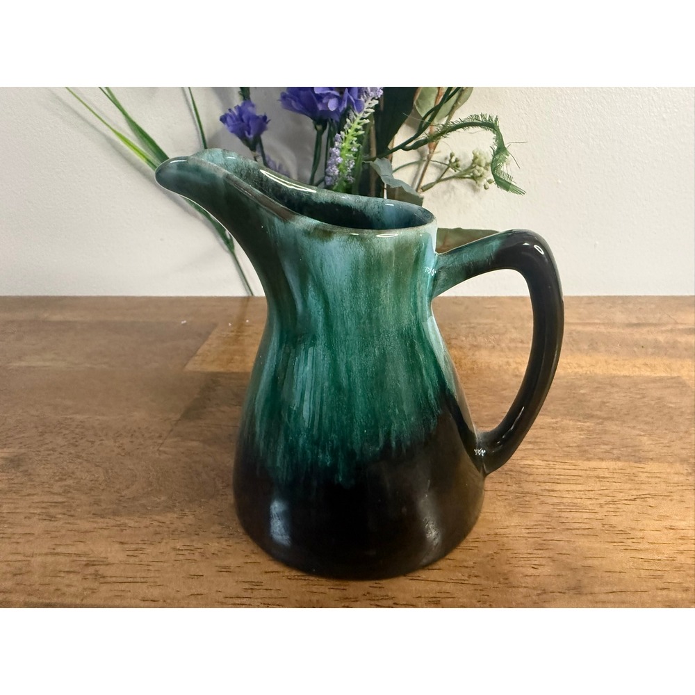 Blue Mountain Pottery Creamer Pitcher Blue Green Drip Glaze Canada Vintage BMP